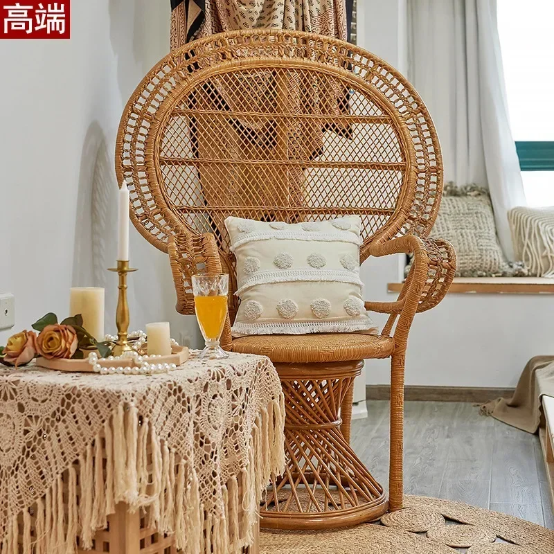 E21 natural hand-woven rattan chair wedding photography props