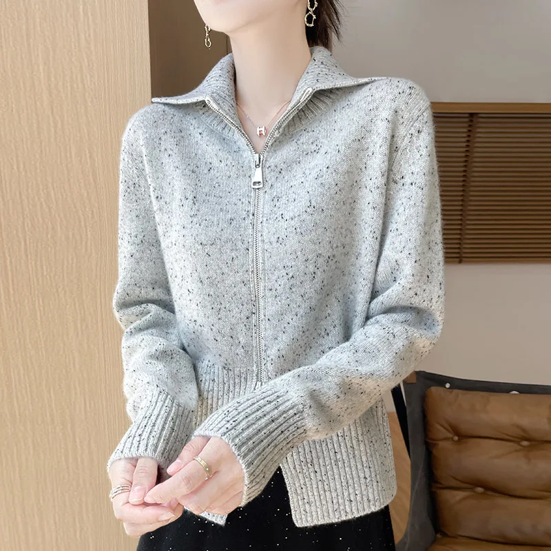 ขนสัตว์บริสุทธิ์ 100% ถักเสื้อสเวตเตอร์ถักผู้หญิงเสื้อกันหนาวแฟชั่นสไตล์สั้นแขนยาวผู้หญิงเสื้อเสื้อกันหนาวขายร้อน