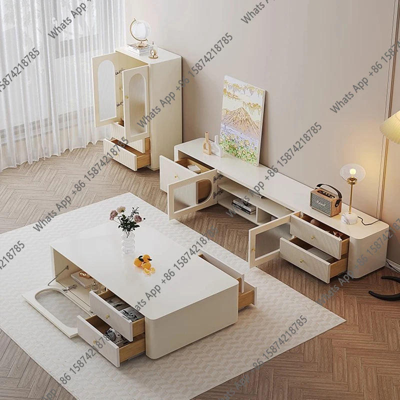 Mueble de TV Estilo Nórdico, Organizador de Almacenamiento con Cajones, Mesa de TV de Exhibición, Mueble de Madera Minimalista de Lujo, Soporte para TV, Mueble Único