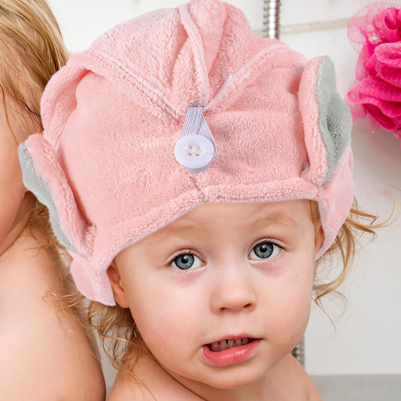 

2Pcs Fast Drying Hair Towel Wrap for Long Curly Hair High Turban Button Ideal for Women Girls At