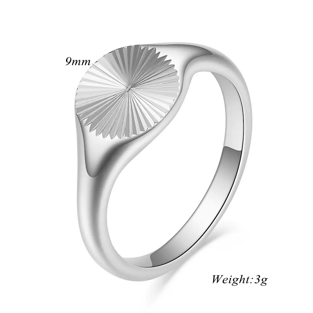 Stainless Steel Vermeil Carve Wave Chubby Rings For Women Sun Flower Croissant Stacking Band Jewelry Wedding Party Accessories