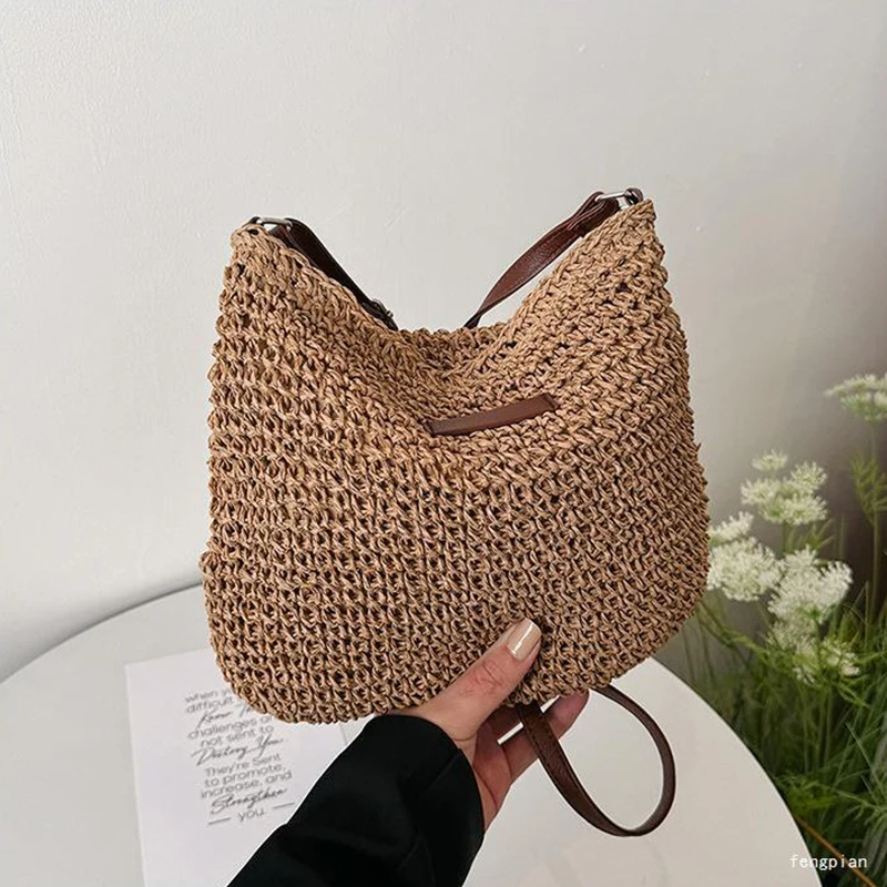 Damen Mode Sommer Stroh Umhängetasche Frauen Strand Urlaub Einkaufen Gewebte Schulter Handtasche Messenger Geldbörsen Für Frauen Taschen