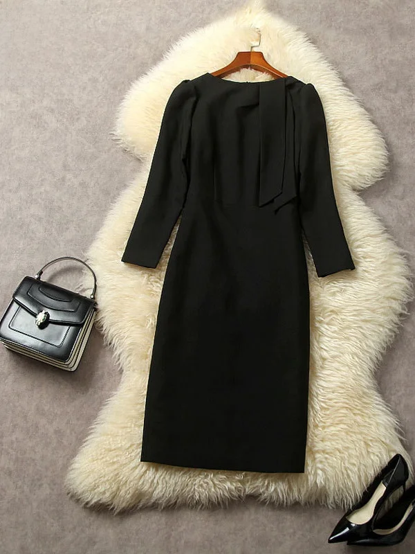 

Женская модная юбка А-силуэта с высокой талией, длинным рукавом и круглым вырезом, из полиэстера, на молнии, для весеннего гардероба, черная, для повседневной носки