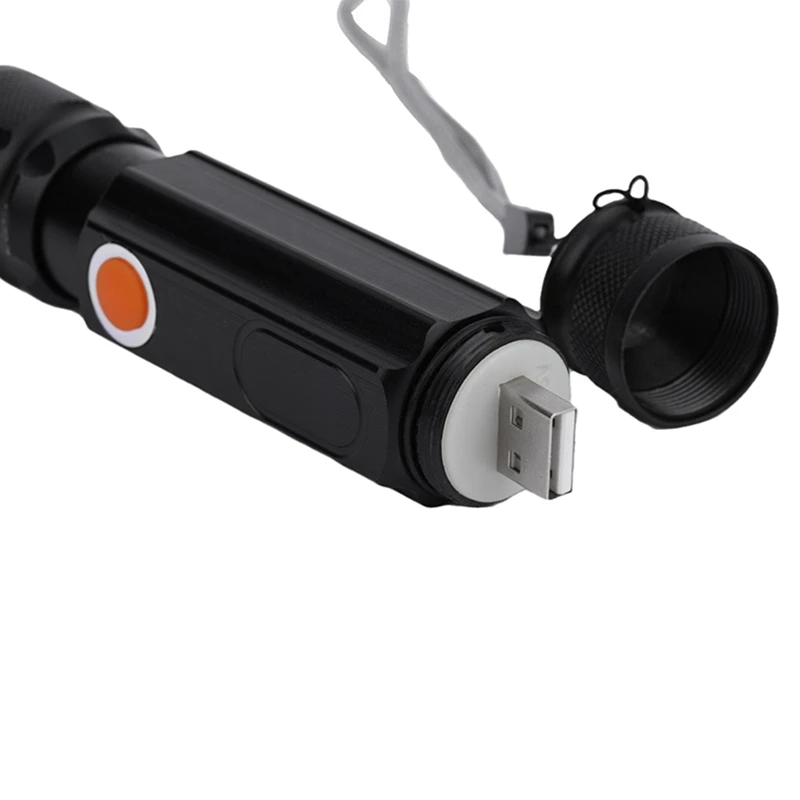 مصباح يدوي قوي مقاوم للماء ، مصدر ضوء مزدوج صغير ، USB ، مصباح طويل المدى ، متعدد الوظائف