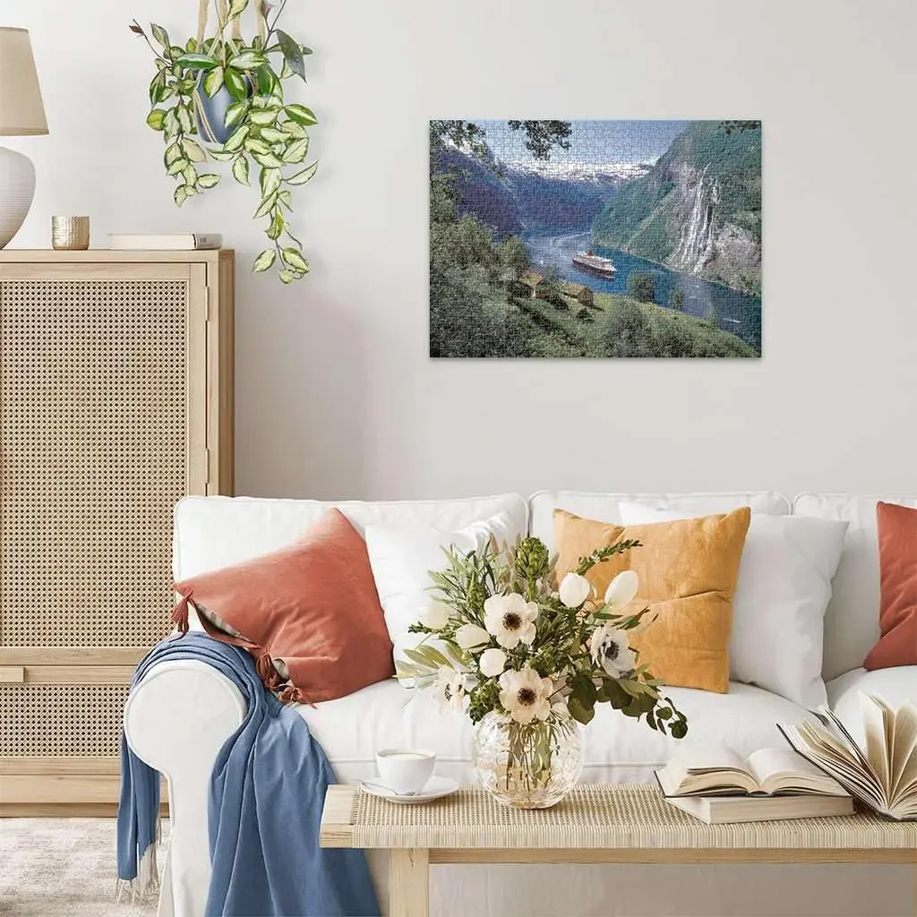 300/500/1000 pçs norueguês fiordo paisagem quebra-cabeça para gamer quarto sala de estar decoração família diversão atividade amigo presente