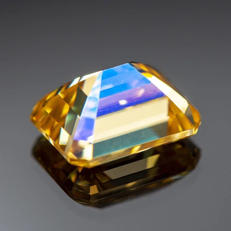 

Moissanite Champagne Color Emerald Cut Lab Grown Gemstone Charms Jewelry Rings Earrings Making with Certificate