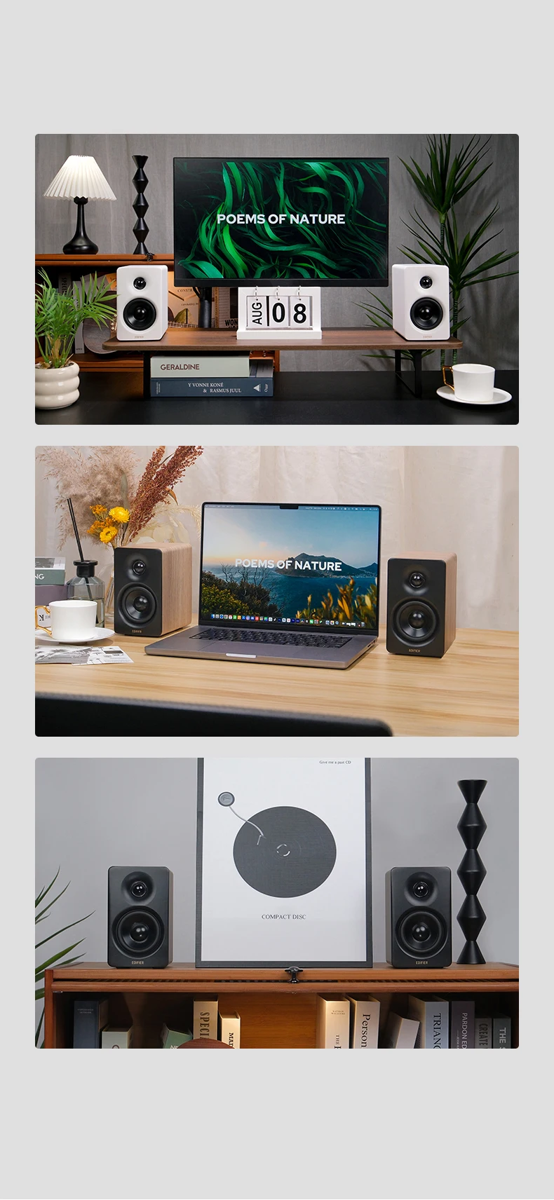 Edifier M60 Kompakter Kabelloser Multimedia-Lautsprecher 66W RMS Bluetooth 5.3 Hi-Res Wireless LDAC USB-C AUX Desktop-Monitorlautsprecher – Detail 11