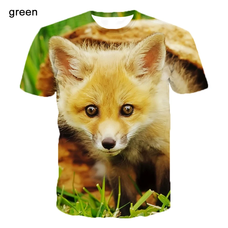 Animal Fox Print T-shirt 3d Printing Loose T-shirt Cute Personalized T-shirt