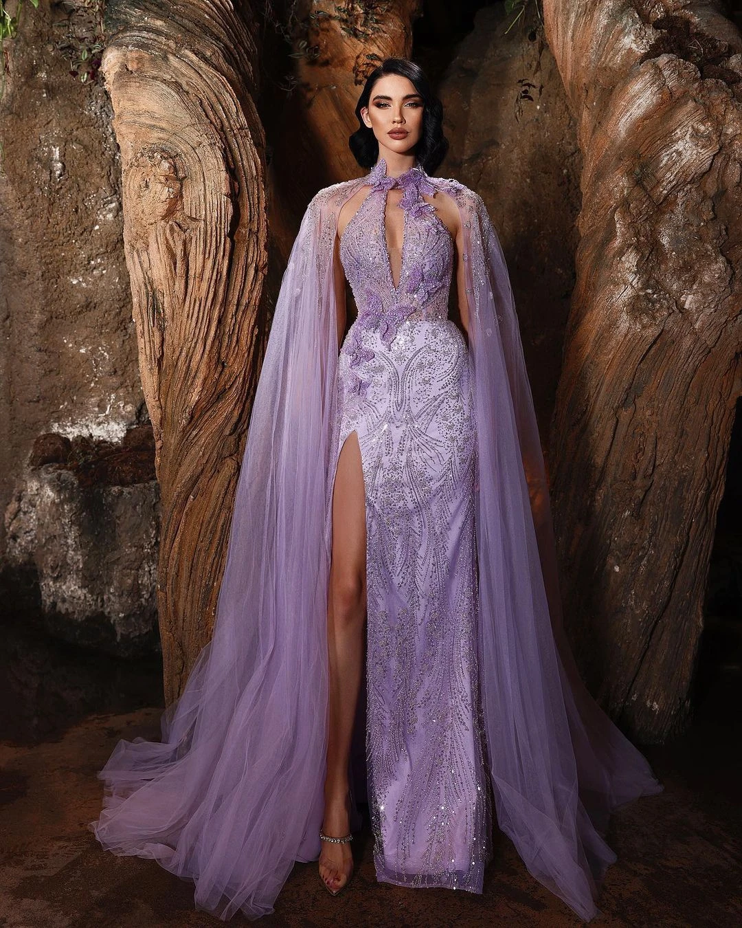 Designer Evening Dresses Mermaid Formal Occasion Jewel Hollow Decoration Appliques Side Split Tulle Prom Dress Vestido De Noite