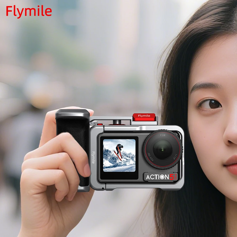 

Flymile Camera Grip Holder for DJI Action 5 Pro/Action 4/3 Camera Accessories Shutter Button Photography Handle