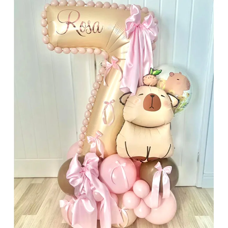 Capybara-Tierthema Geburtstagsparty Ballon-Set Niedliche Capybara-Folienballons Ballon-Paket für Party-Feier-Zubehör