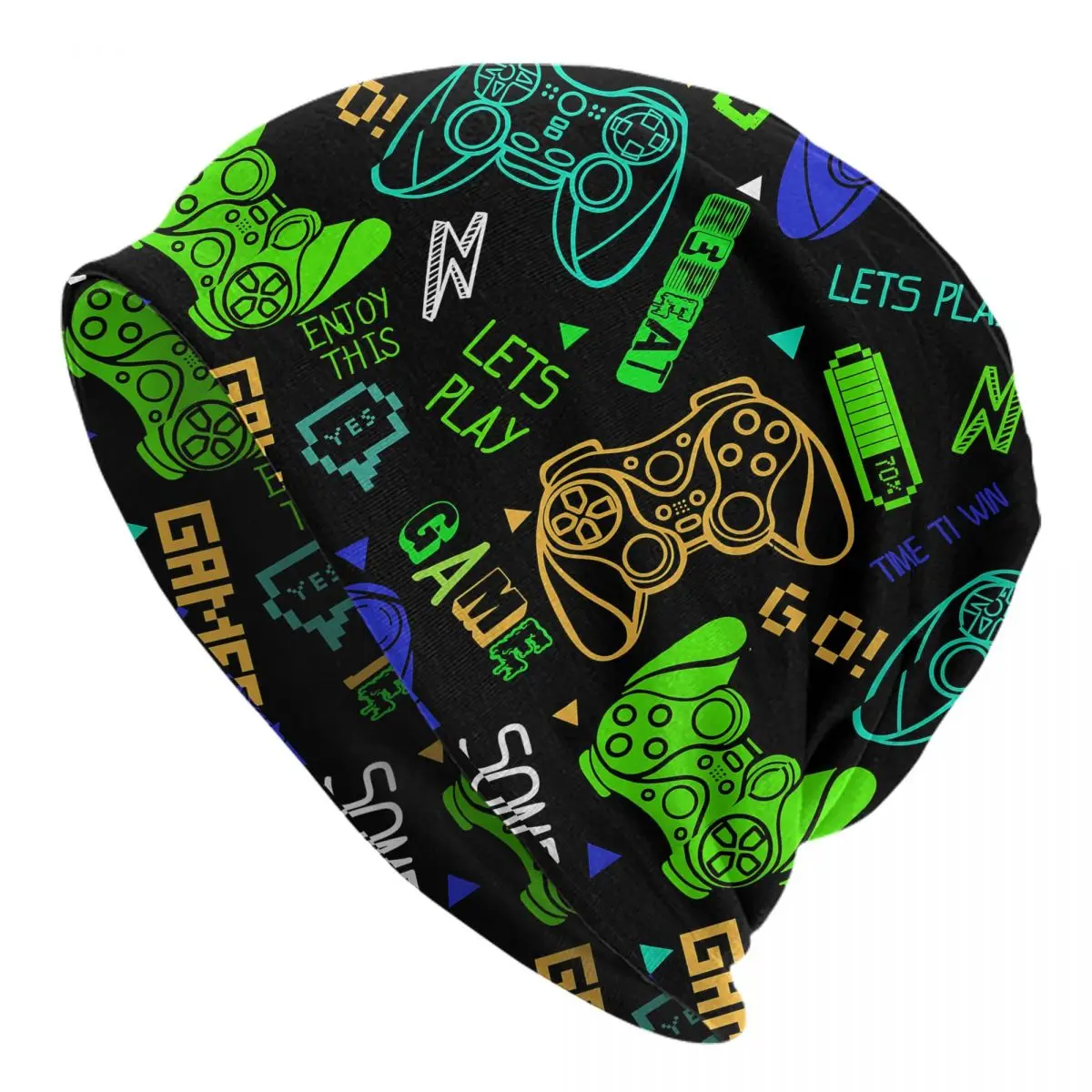 game controller Skullies Beanies Caps Neon Green Blue Thin Hat Bonnet Hats Men Street Ski Cap