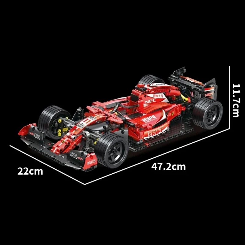 Décennie s de construction de voitures de formule haut module pour enfants, F1 rouge, course de sport, super modèle, kits de briques, jouets pour garçons, cadeaux, 1280 pièces, 023005