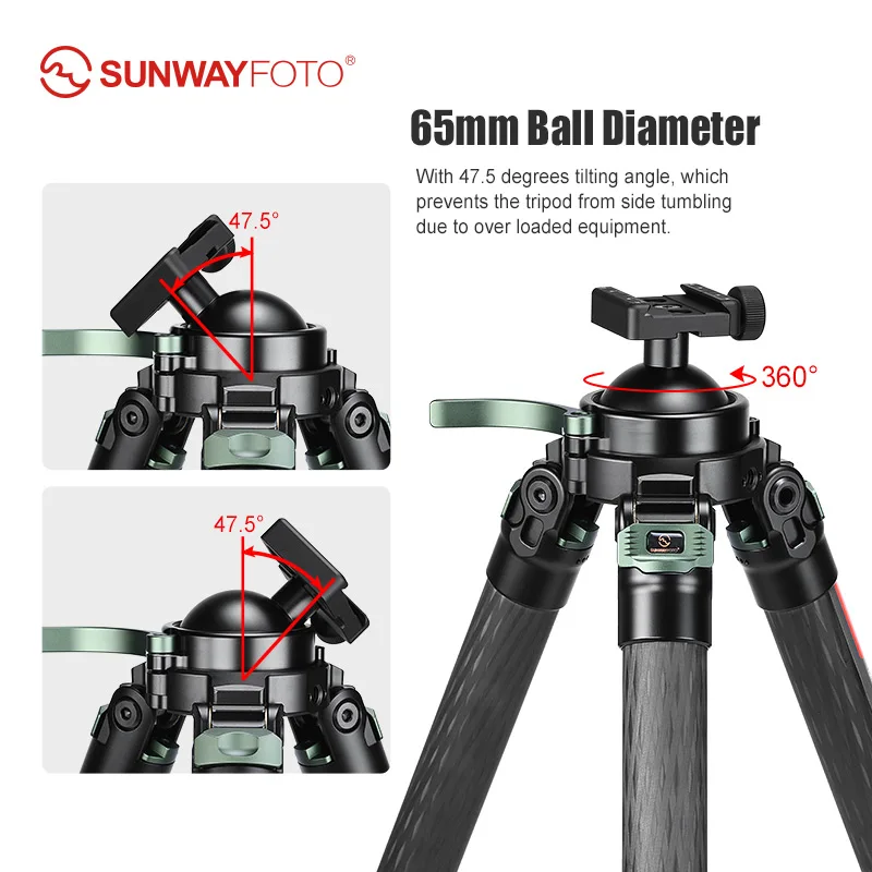 SUNWAYFOTO T3640CS Hunting Tripod for Shooting Rifle Stand Carbon Fiber