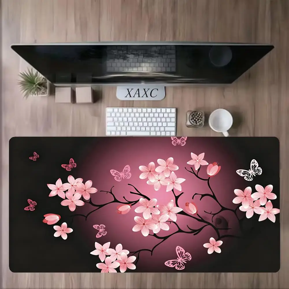 XXL Japanese style Gaming Mouse Pad Pink Sakura Mousepads Black White Large Desk Mat Art XAXC New Office Laptop Gamer Rugs