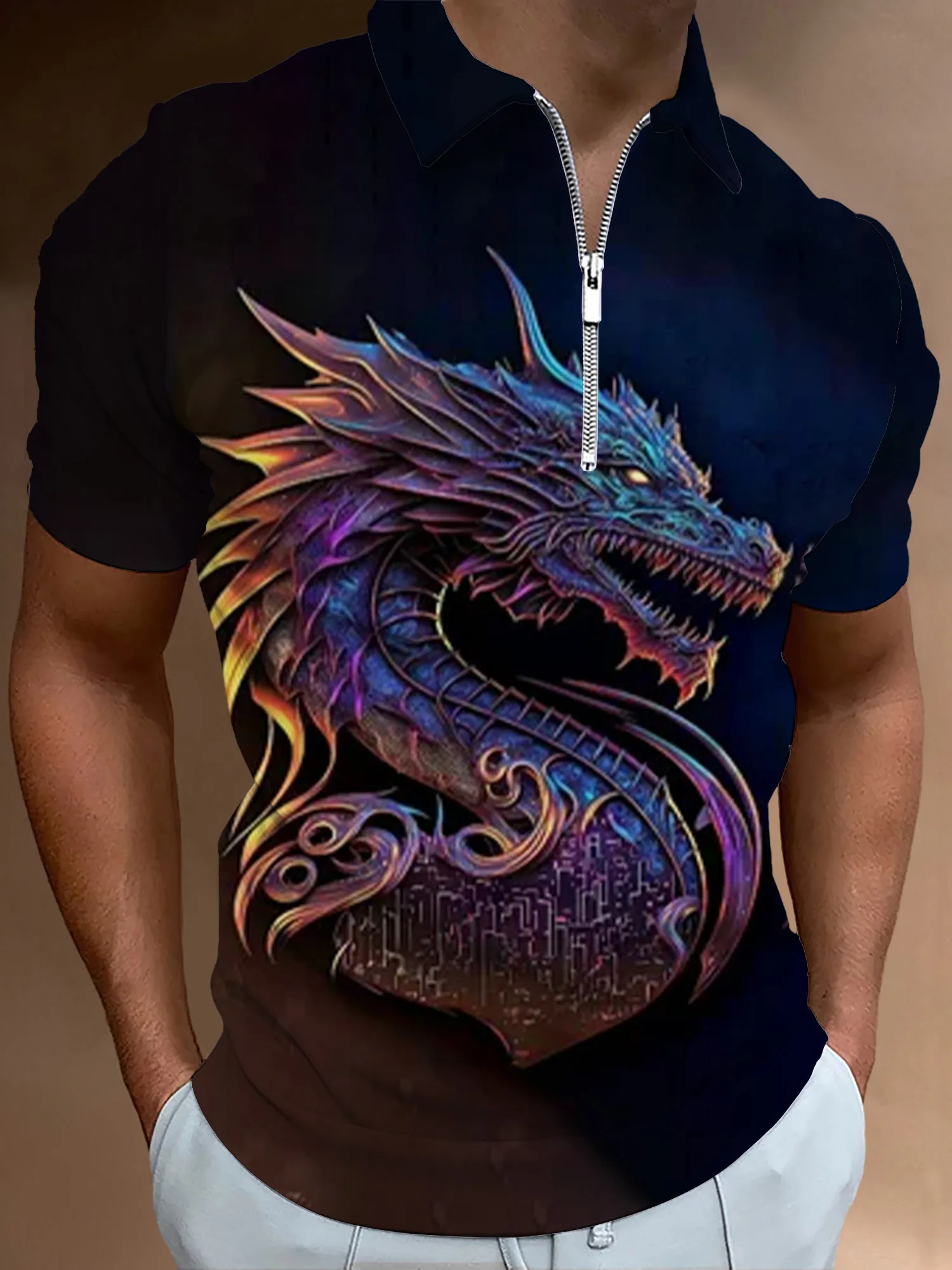 

Men's New Dragon T-Shirt Fashion 3D Printed Polo Shirt Animal Pattern Short-Sleeved Streetwear Tees Summer Casual Men's Tops