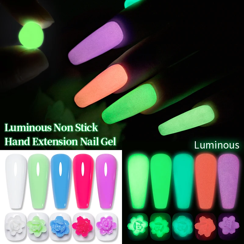 BOZLIN 15ml Gel per estensione manuale antiaderente luminoso Smalto per unghie Gel UV color neon per estensione nail art Vernice semipermanente