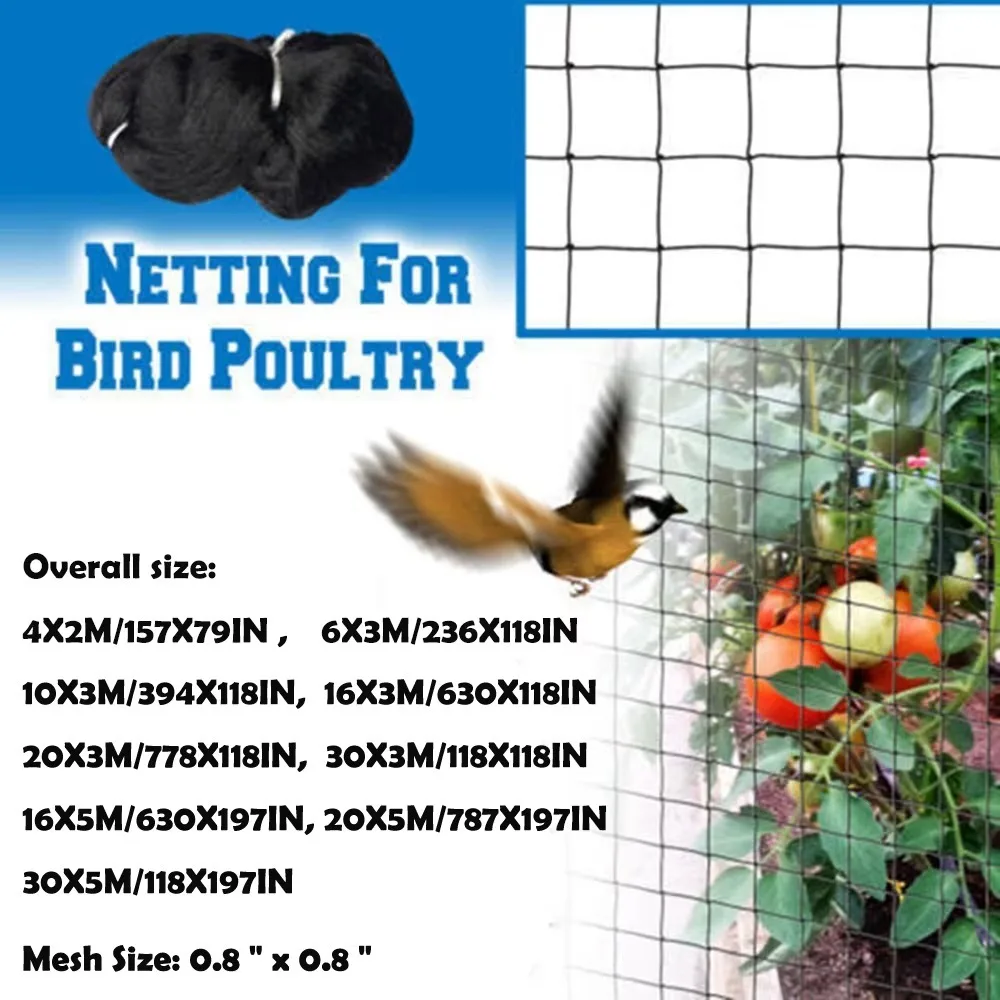 New 6-50m Bird Net Plastic Bird-Proof Nylon Net Traps Crops Protective Garden Plants Climbing Net Pest Control Tool