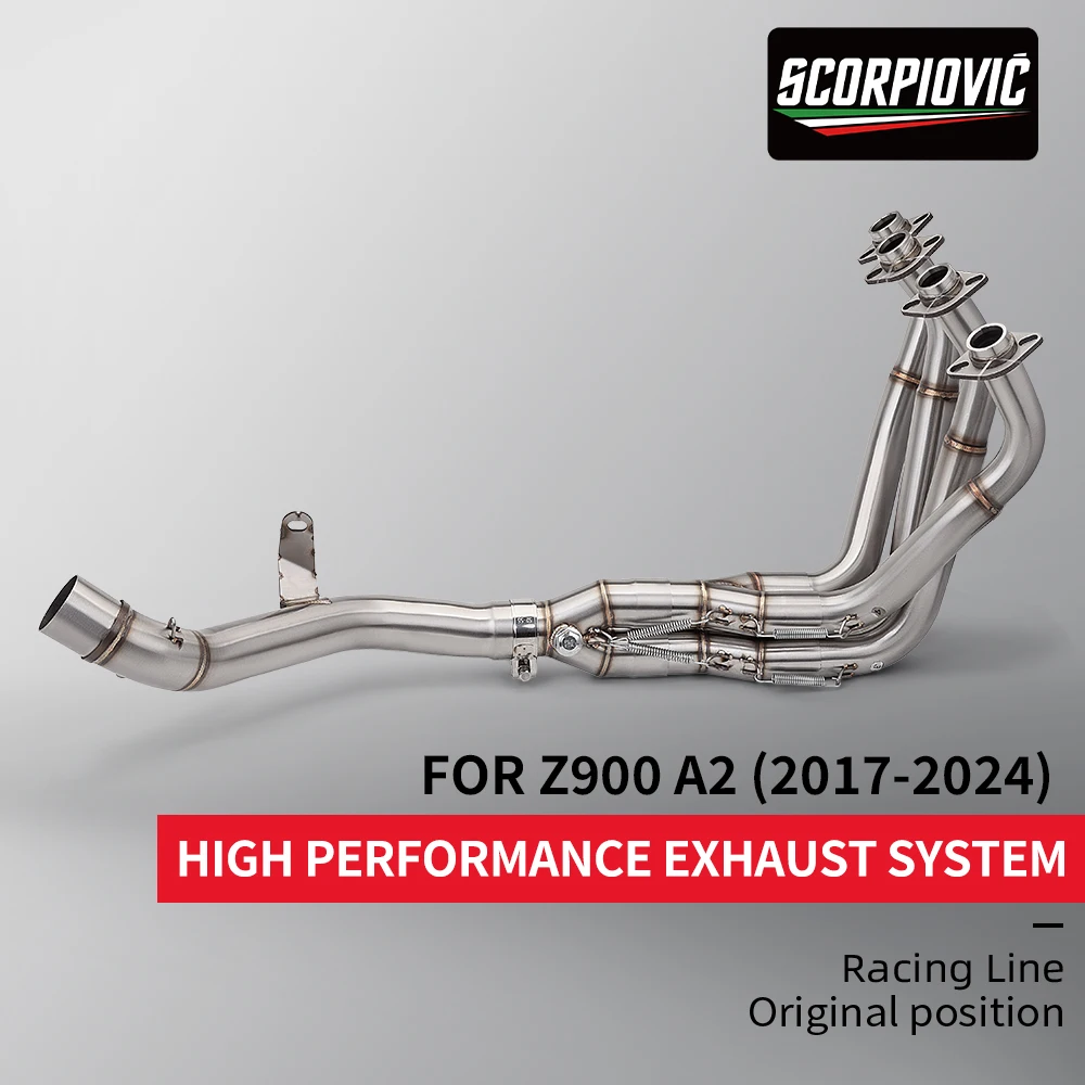FOR Z900 Ninja 900 Z900-A2 (2017-2024) Motorcycle Full Stainless Steel Single Oxygen Sensor Exhaust System Complete Set 51mm