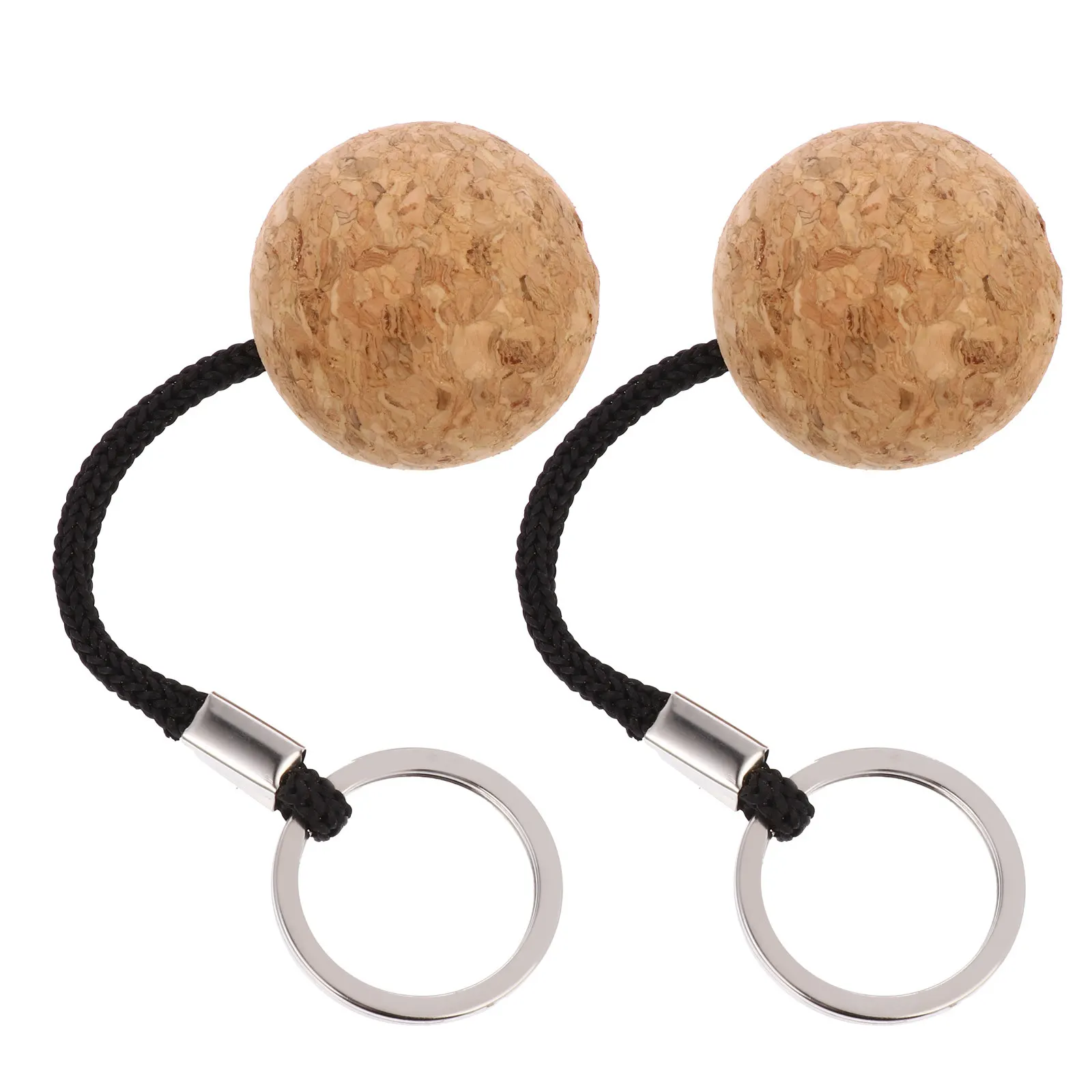 Cork Ball Keychain 2pcs – Natural Compressed Cork with Durable Rope for Boating, Canoeing, Rafting, Swimming