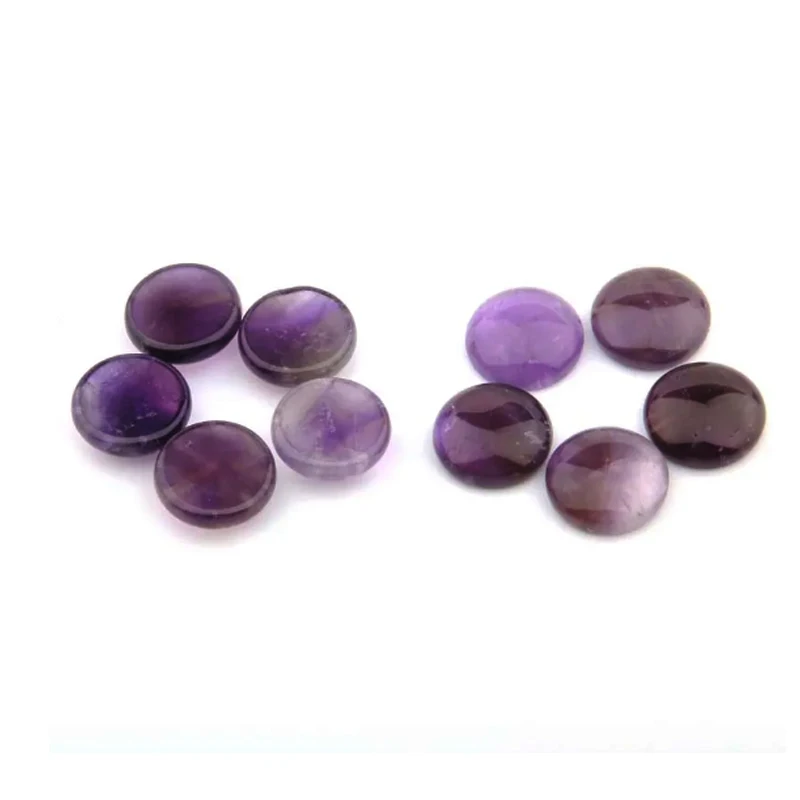 10pcs/lot  Amethyst Cabochons Round Natural Stone cabochon charms For Bracelet Earrings Ring Accessories Components Loose Beads