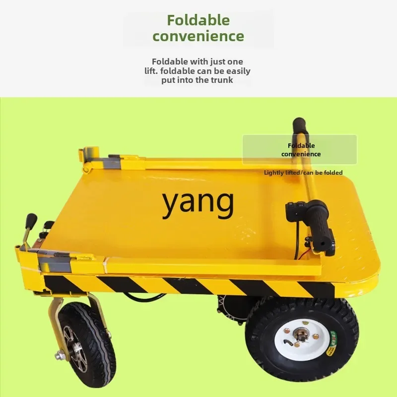 LTT electric folding flatbed cart trolley portable load king pull truck
