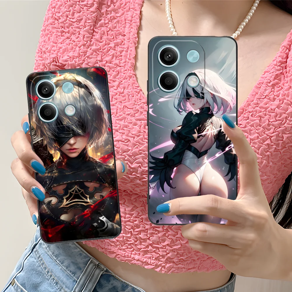 Nier 2B Automata Phone Case for Xiaomi Redmi Note 13 12 11 10 9 8 7 6 S A Pro Lite Plus 5G Black Cover Cellphones Smartphone