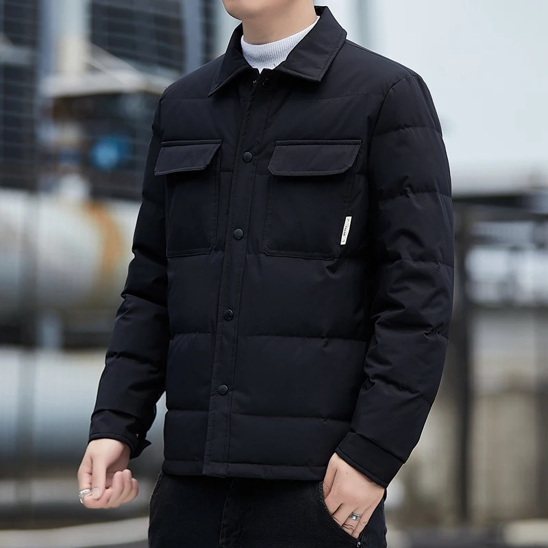 

Костюм для рыбалки на открытом воздухе, однотонная куртка с хлопковой подкладкой, теплая ветрозащитная куртка на белом утином пуху, свободное пальто, новый стиль, пуховик