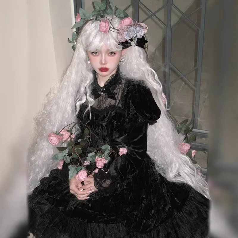 MUMUPI دجاج لفات شعر طويل بطول 110 سم وطول 43 بوصة مع غرة فستان الهالوين التنكري لجميع الارتداء اليومي.