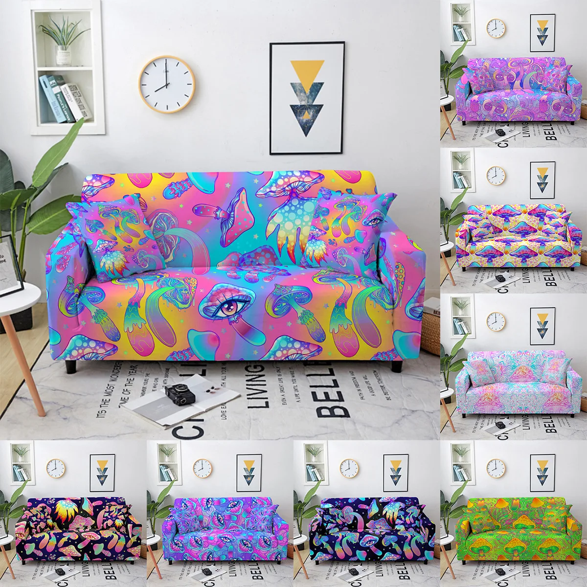 

Elastic All-inclusive Sofa Cover All-inclusive Colorful Mushroom Sofa Cushion Cover Cloth Full Cover Dust Cover Fundas Sofa