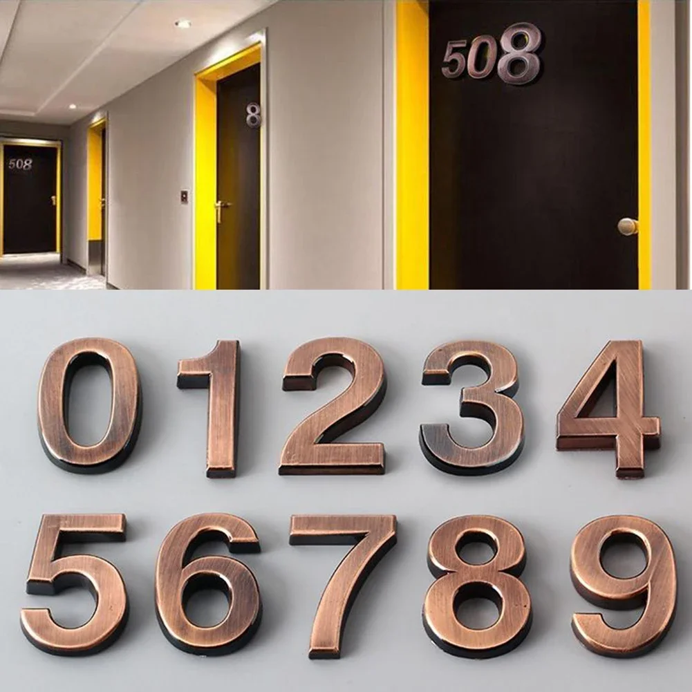 

Door Number Glossy 3D House Number Door Plate Sign Outdoor Hotel Room Number Home Decoration Supplies 1pc Resin