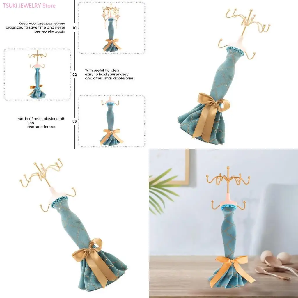 62KE Peacocks Blue Jewelry Organizers Dress Model Earring Rack Decorative Display For Girls