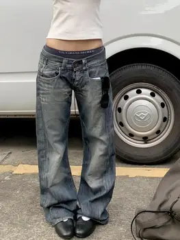 2025 Autumn Women's Blue Y2k Baggy Jeans Harajuku Japanese 2000s Style Denim Trousers…
