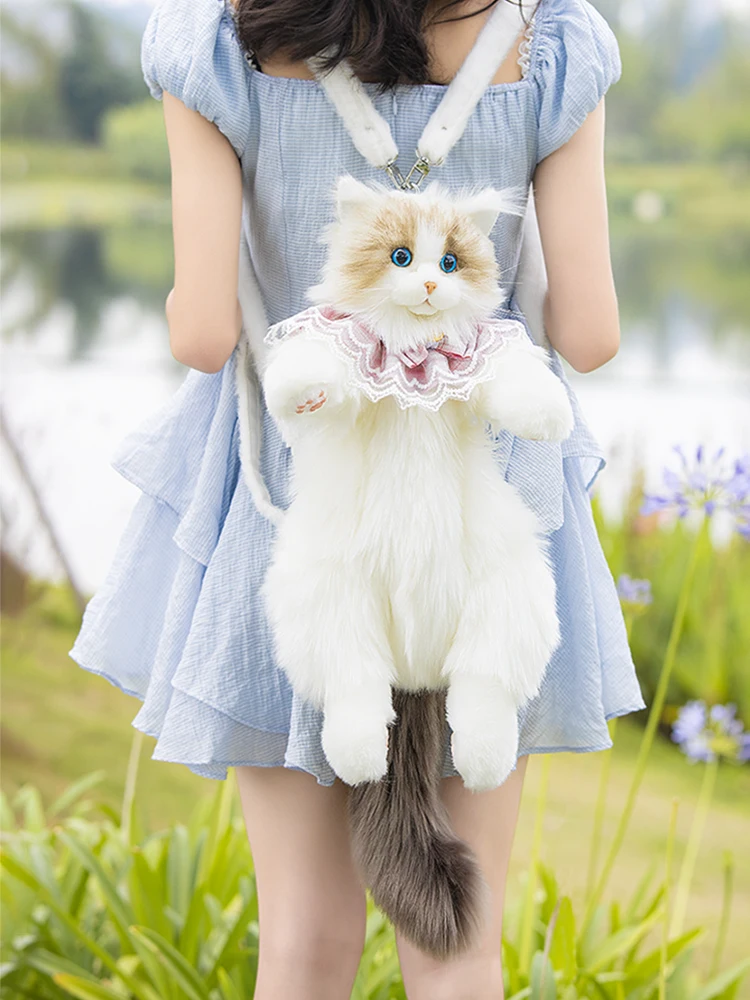 Cat Carrying Supplies Can Be Carried By Hand and Crossbody Backpack Handmade Imitation Cute Ragdoll Cat Backpack