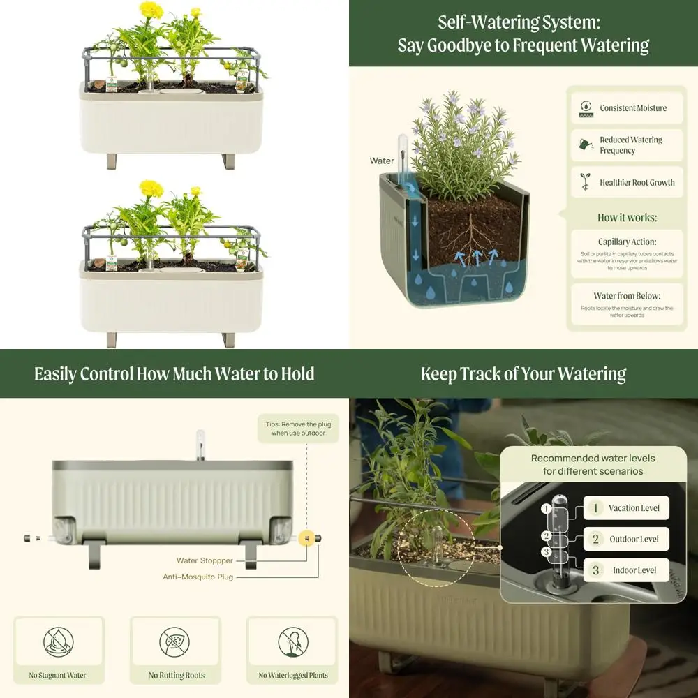 

Vego Garden 2-компонентные комнатные самополивающиеся травяные кашпо с решеткой для кухонных подогов или столешниц