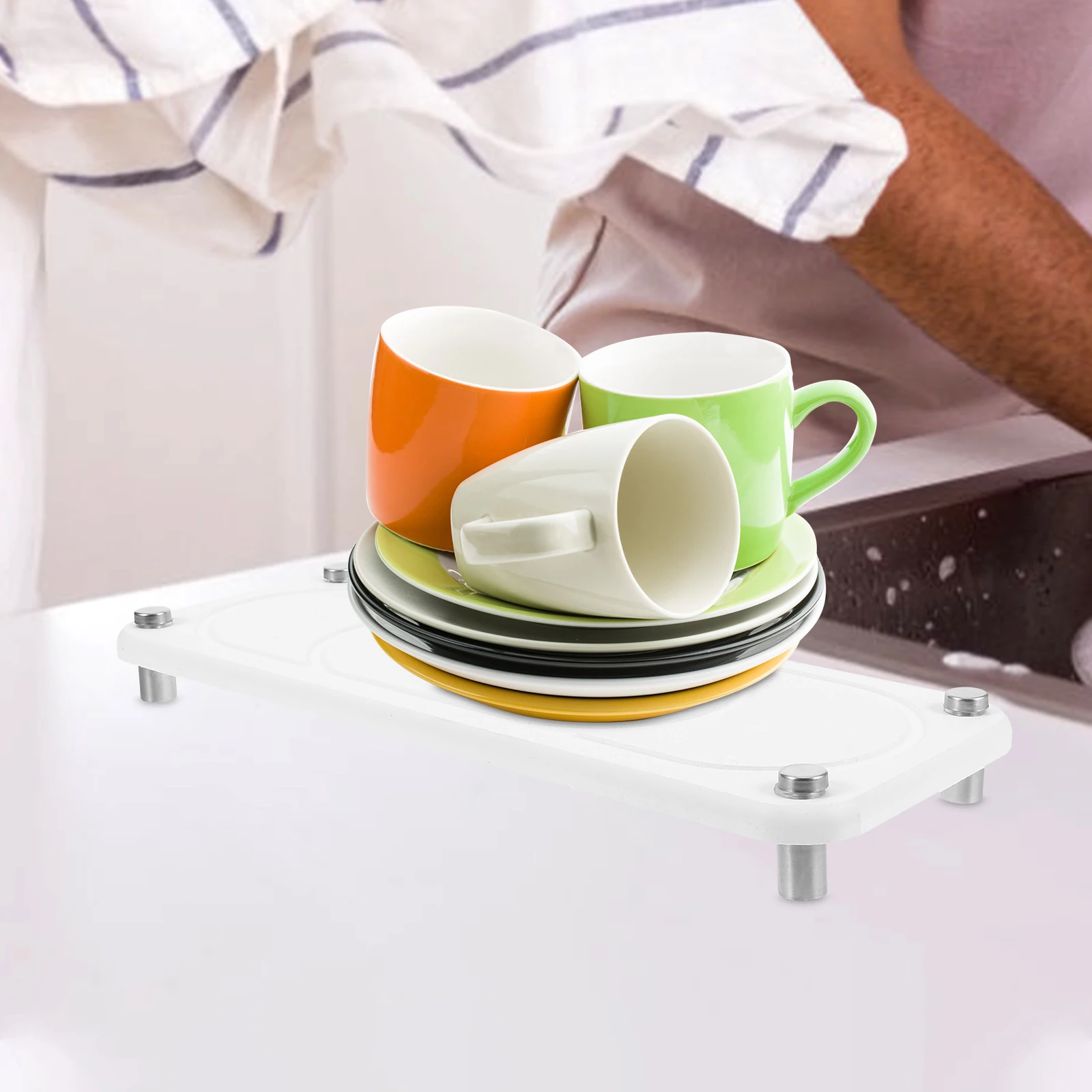 

Water Absorption Diatomite Coaster Tray Instant Dry Sink Organizer Nonslip Countertop Pad For Bathroom Home Use Soap Holder