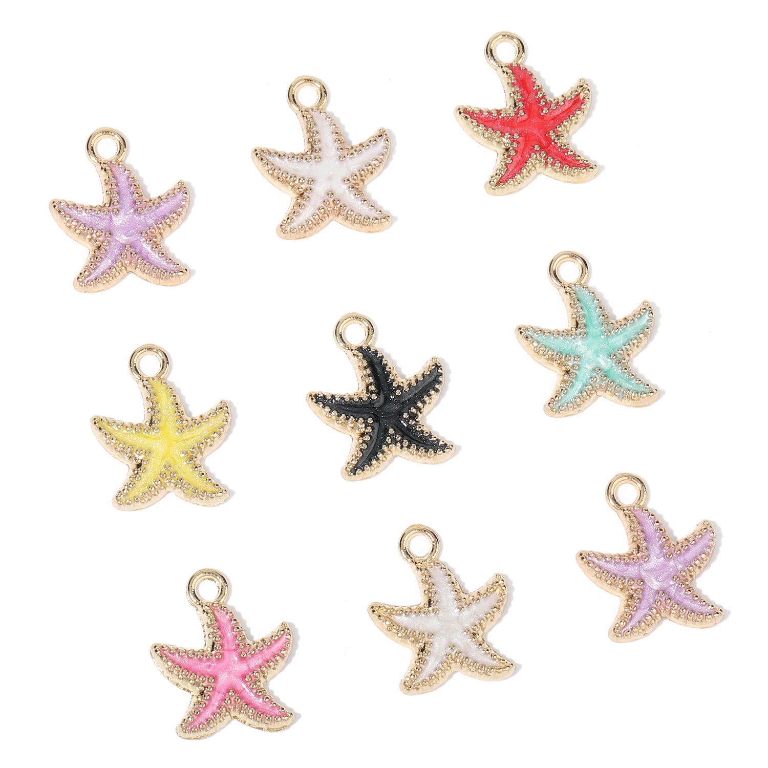 10pcs/lot 18x15mm Colorful Small Starfish Shape Pendants Stainless Steel Charms For Jewelry Making Diy Bracelet Accessories