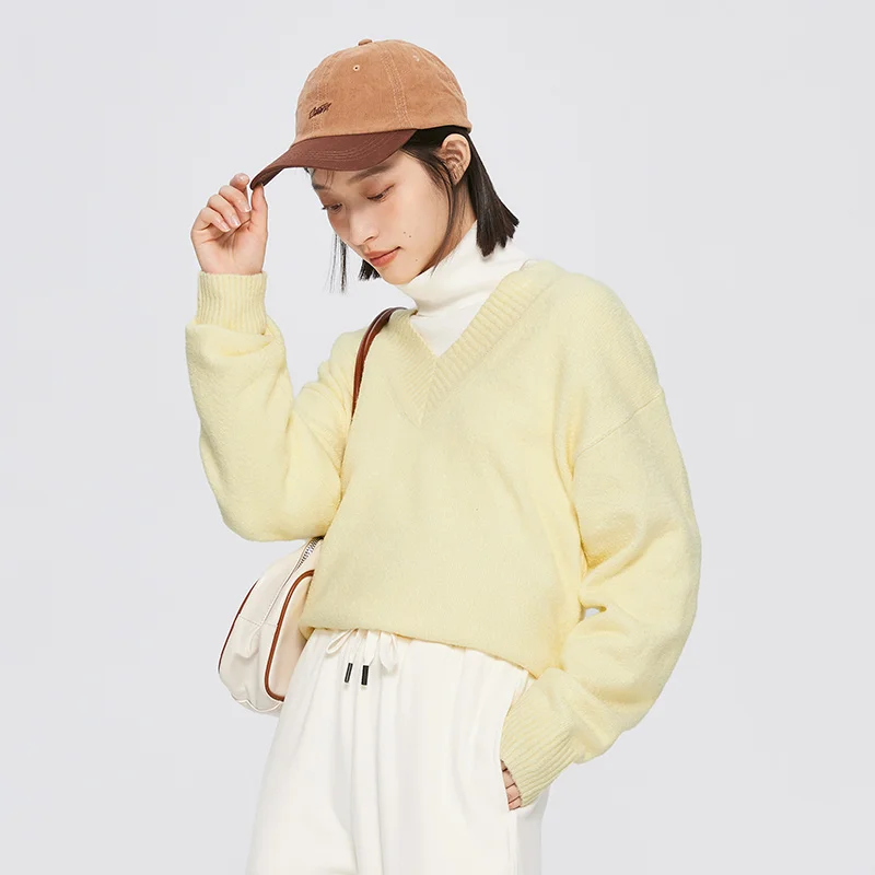 Semir Sweater Women Winter Turtleneck Oversize Soft Waxy 2023 New Solid Color Outer Wear Versatile Sweater