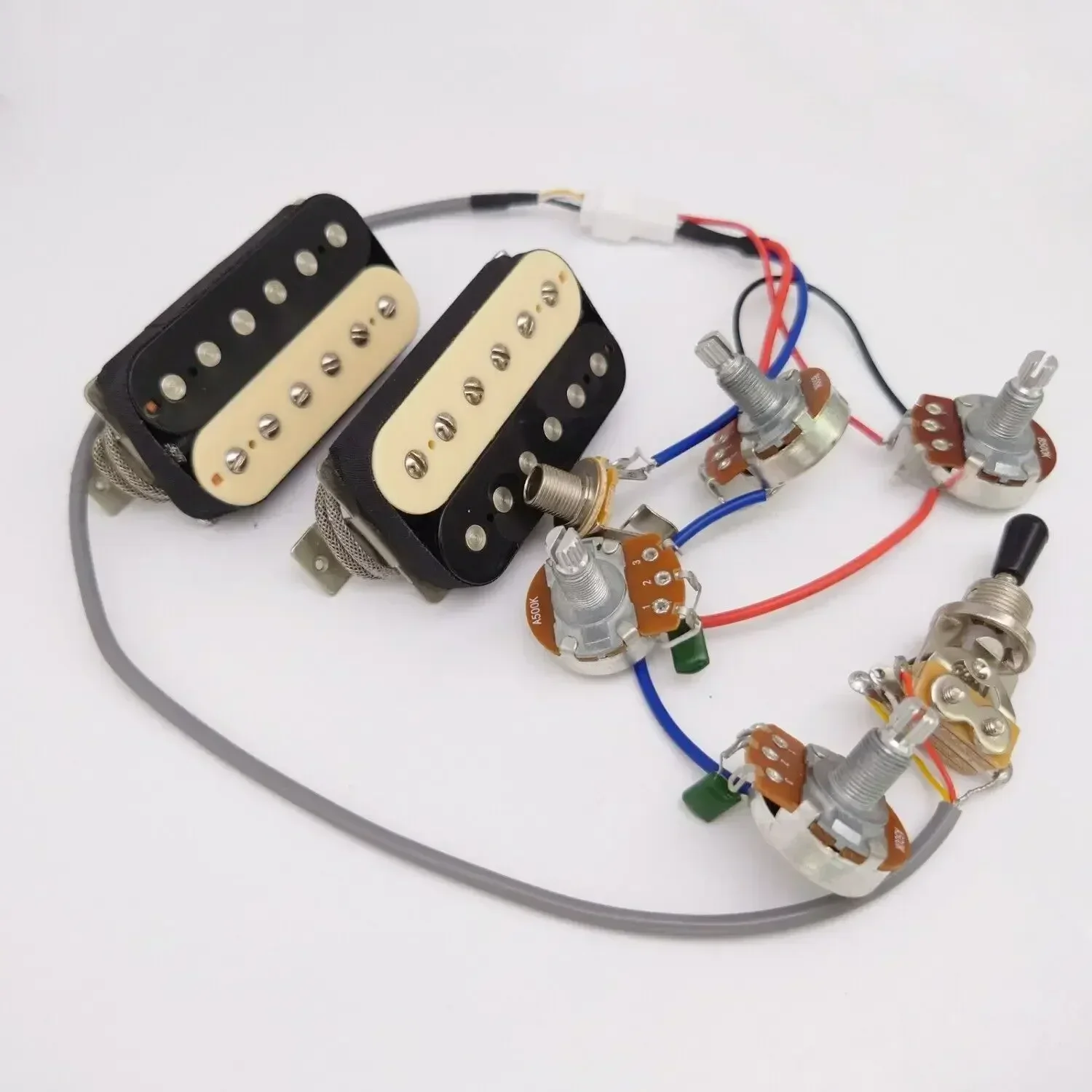 Alnico V klasik 57 gitar Humbucker Pickup Bridge & leher Set zebra dengan kawat Harness (1V1T/2V1T/2V2T) untuk LP gitar bagian