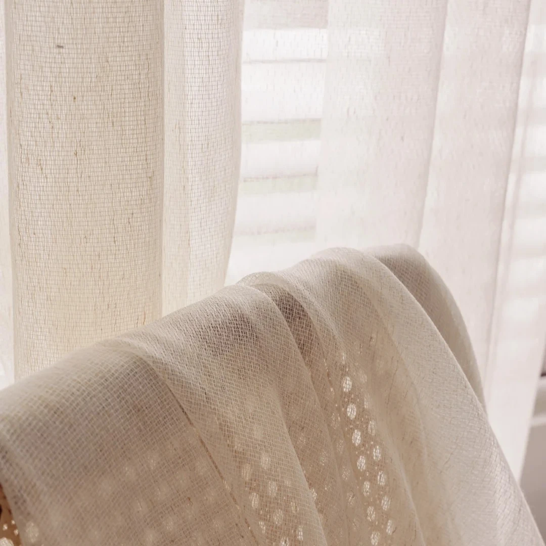 Modern Fashion  White Tulle Cotton-linen Look Sheer Curtains for Living Dining Room Bedroom Balcony Window Decor Yarn Kitchen
