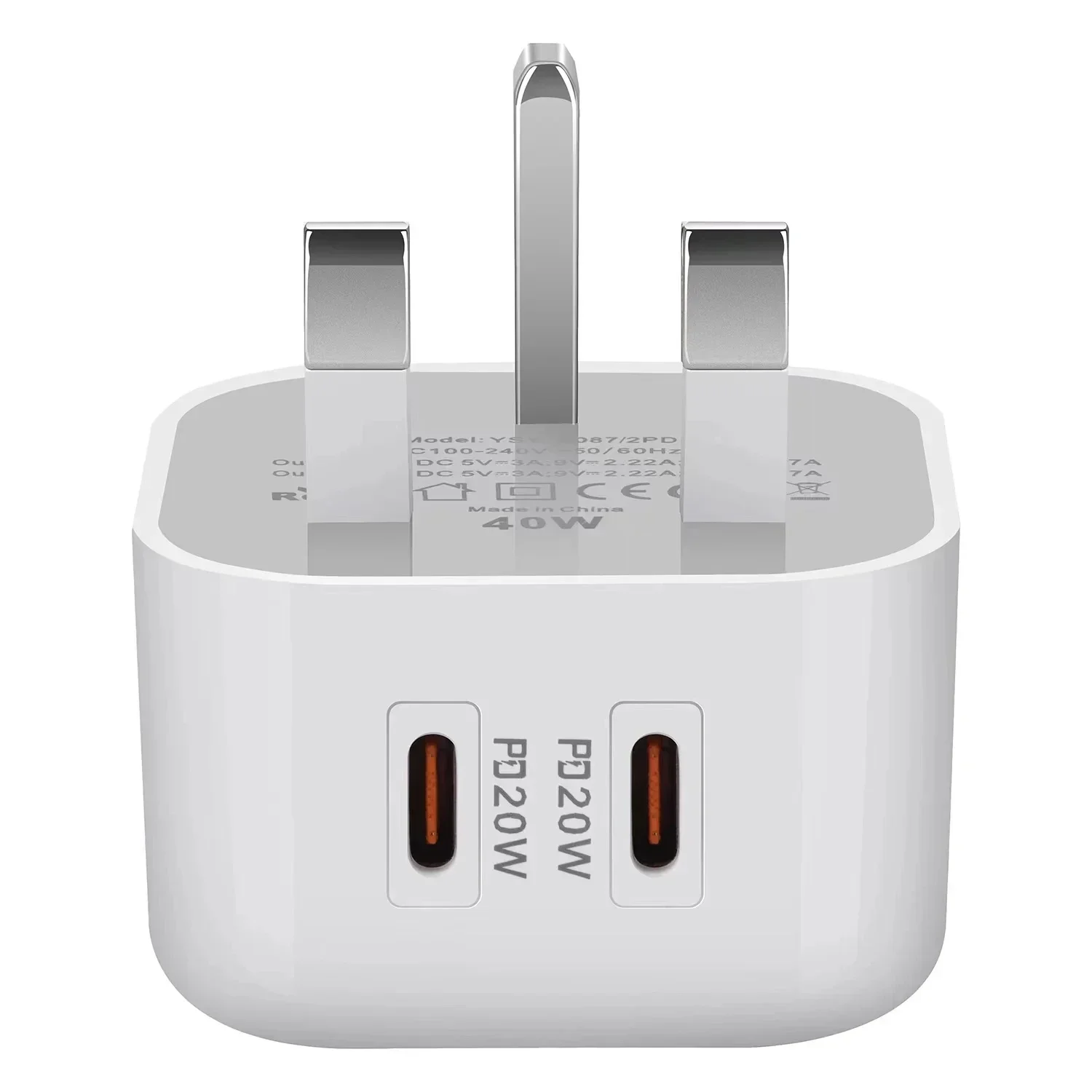 듀얼 USB C 타입 PD 벽 충전기 고속 충전 전원 어댑터, 아이패드 2, 3, 4, 아이폰 11, 12, 13, 14, 15, 샤오미 화웨이용, 40W 