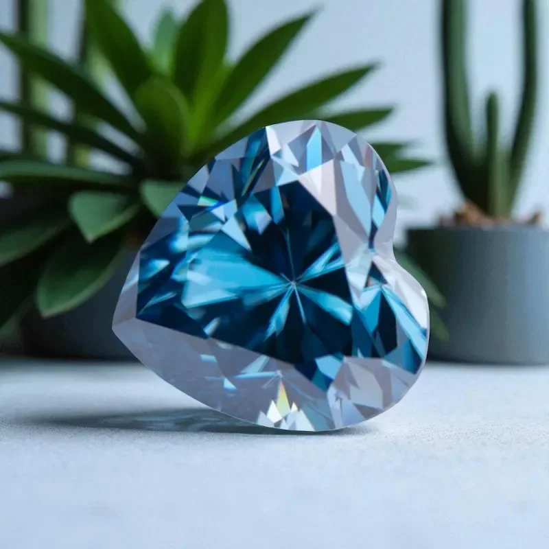 Sapphire Blue Color Moissanite Stone Heart Cut Lab Artificial Gemstone For Advanced Jewelry Making Material With Certificate 3
