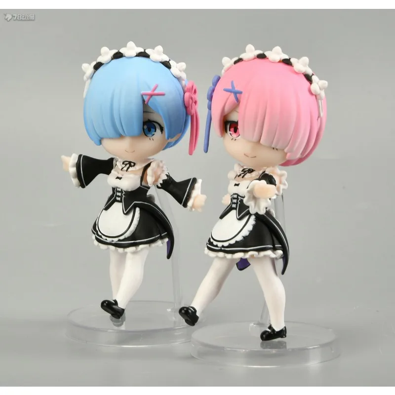 Bandai genuíno figuarts mini série versão regular 055 ram e 056 rem estatuetas japonesas colecionáveis brinquedos requintados