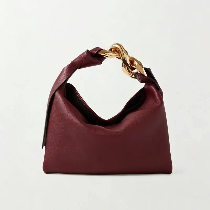 Thick Chain Decoration Handbags for Women Luxury Designer PU Leather Bucket Bag Composite Bags Trendy Tote Bag Commuter Bags
