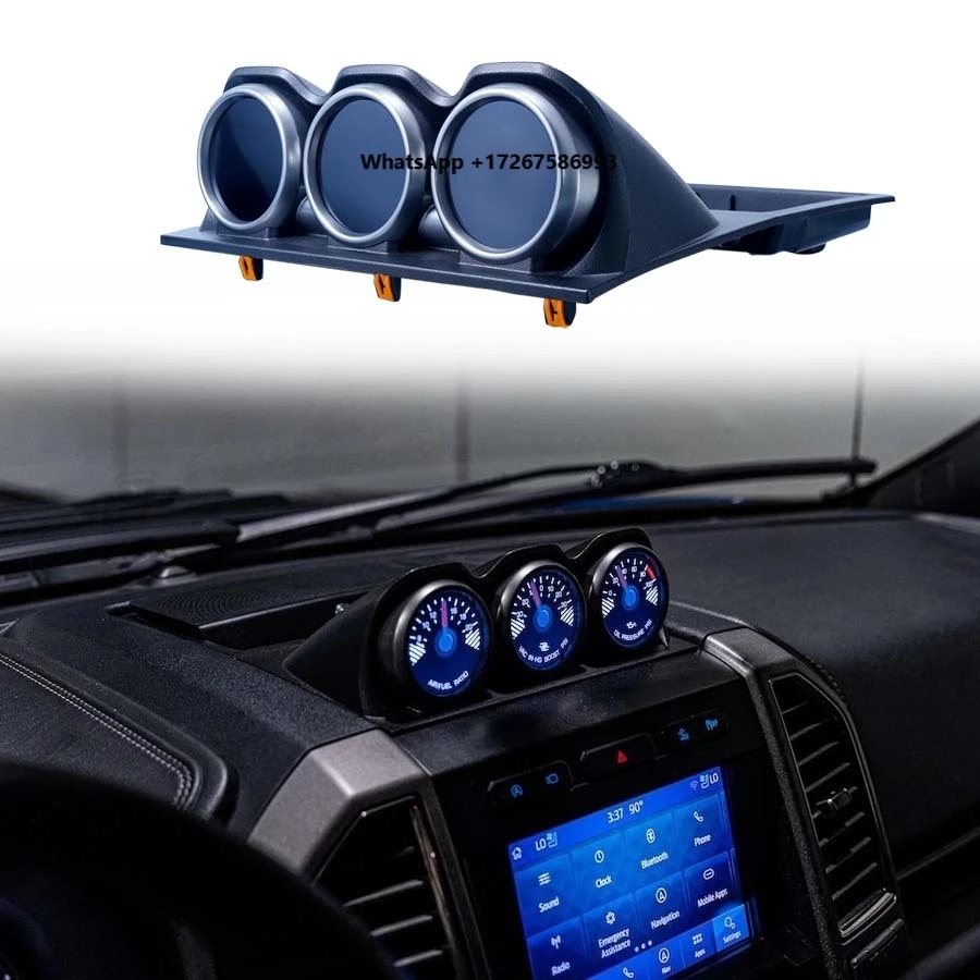 LARIDAS Triple Meter for F150 13th Gen Sports Performance Gauge Center Console for Adjustable 7 Types Color 2015-2020