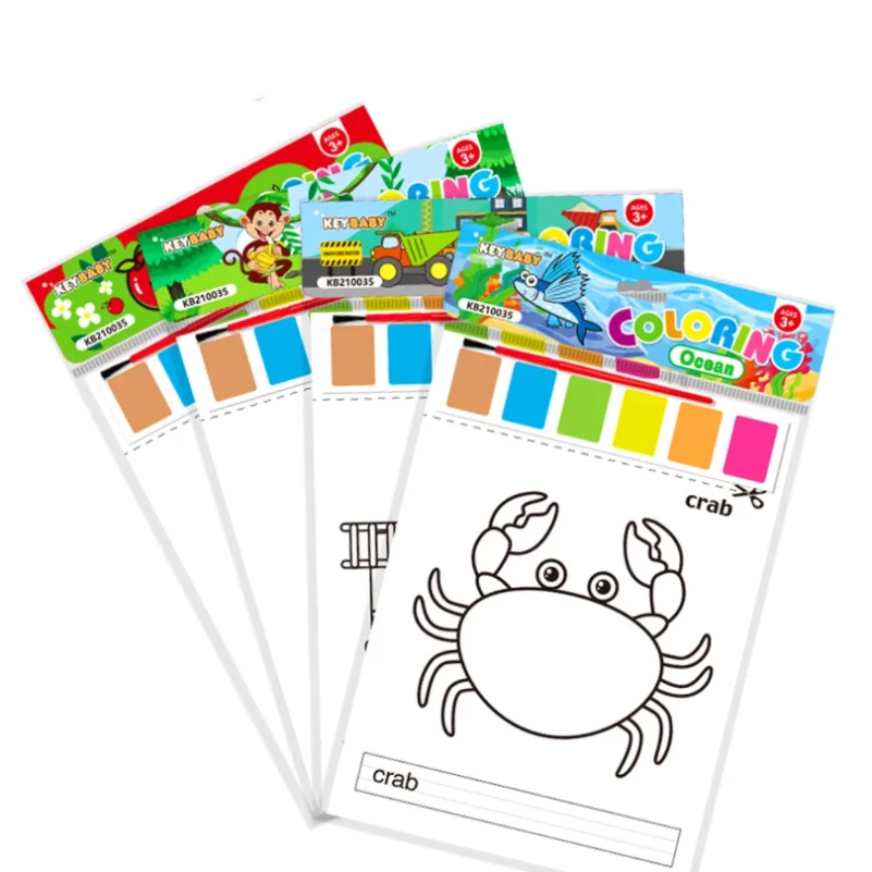 

8Page/set Coloring Papers Watercolor Filling Set for Kids Montessori Portable Children Gouache Painting Education Toy Gifts