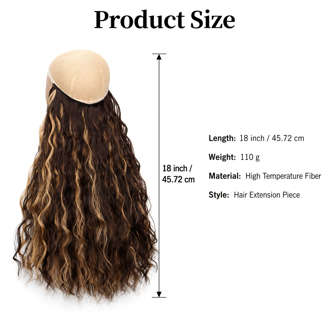 Long Synthetic Fishing Line Hair Extensions Elegant Water Wave Curly Styles for Women Lightweight Fluffy-Looking Hairpiece - view 2