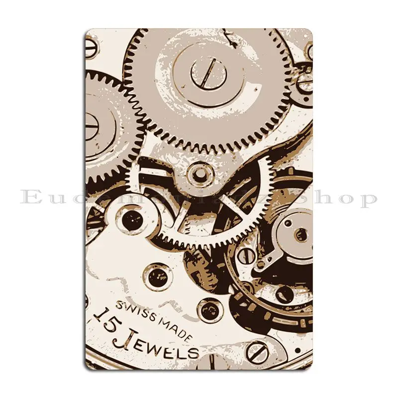 Swiss Pocket Watch Metal Plaque Club Party Cinema Iron Designing Tin Sign Poster