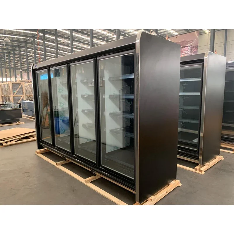 Refrigeration equipment factory price 4 glass door beverage upright display refrigerator freezer