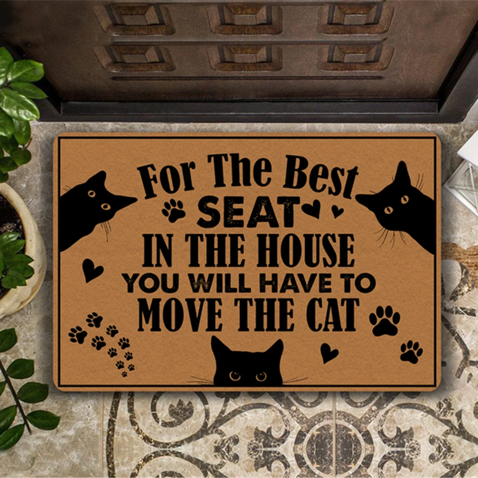 CLOOCL Entrance Doormat CATS WELCOME PEOPLE TOLERATED Printed Flannel Polyester Rugs Home Decor Kitchen Bedroom Mats